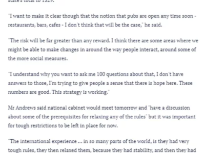 澳洲新增人数仅7人!但维州宣布将不会开放餐馆和酒吧。