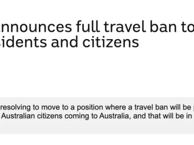 重磅消息!澳洲总理正式宣布澳洲正式进入”封国”状态!
