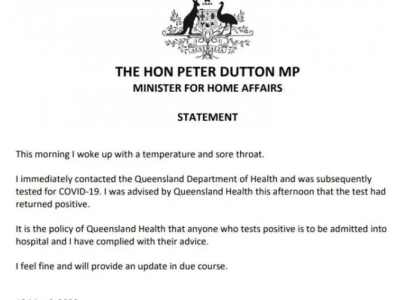 紧急事件!澳大利亚内政部长确诊新冠!是第一位被确诊新冠肺炎的澳大利亚官员!