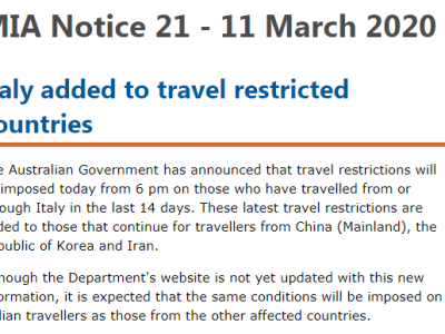 重磅!澳洲宣布对意大利实施禁令!维州再次新增病例导致一家学校关闭!