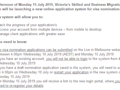 注意!维多利亚技术和商业移民局即将采用新的线上申请系统!